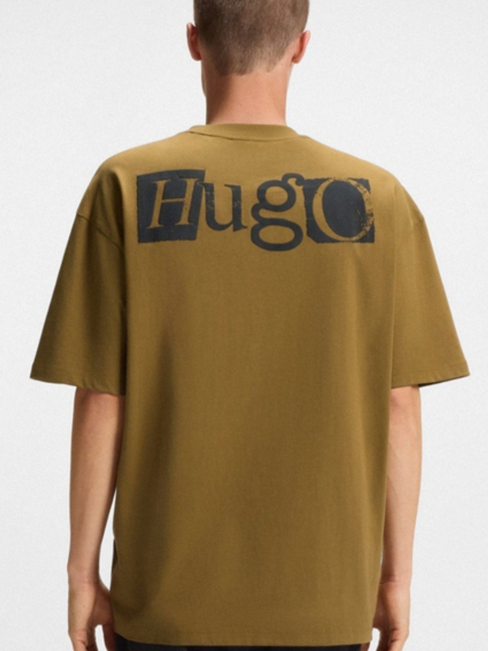 HUGO Olive Green Short-Sleeve Logo Tee